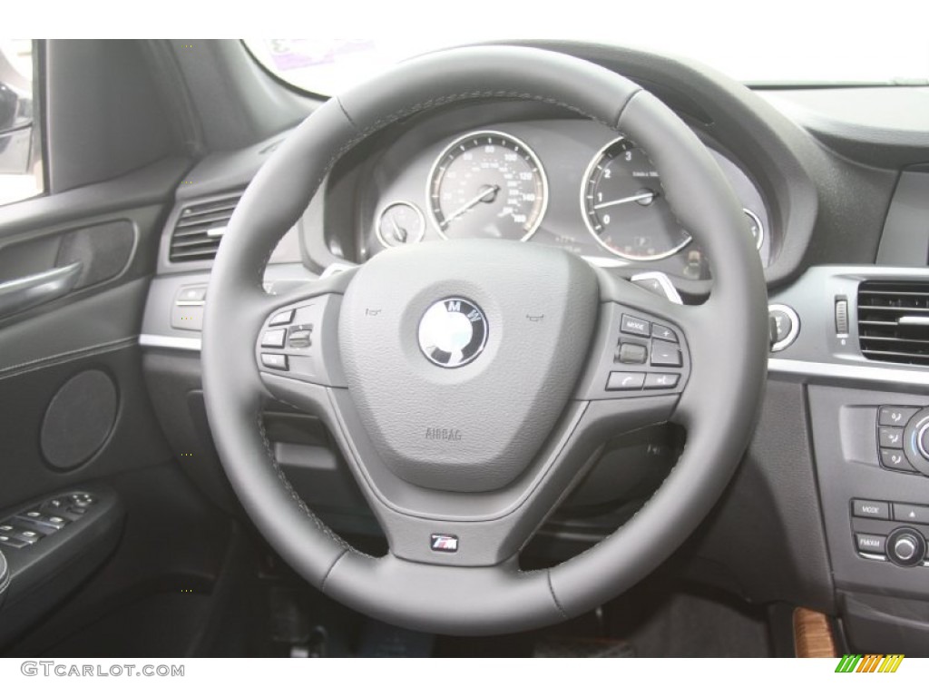 2011 BMW X3 xDrive 35i Black Steering Wheel Photo #54549339