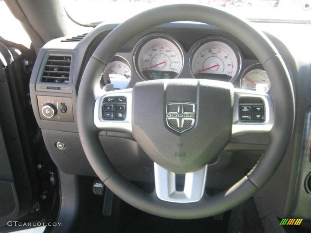 2012 Dodge Challenger R/T Dark Slate Gray Steering Wheel Photo #54552444