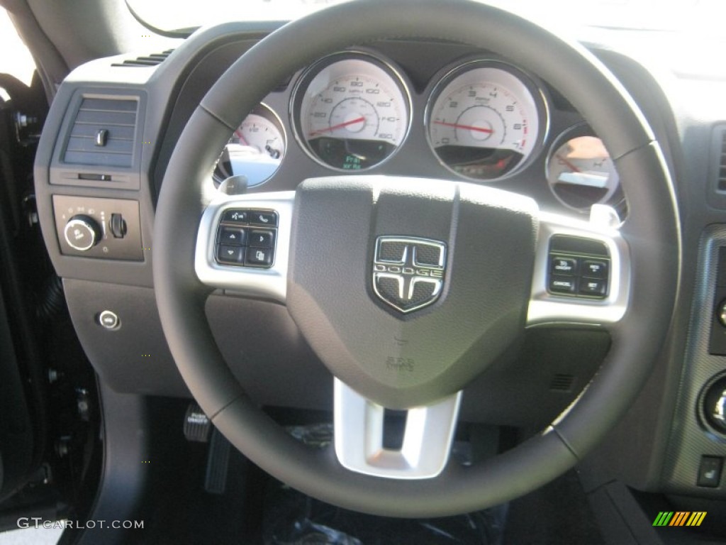 2012 Dodge Challenger R/T Plus Dark Slate Gray Steering Wheel Photo #54552657