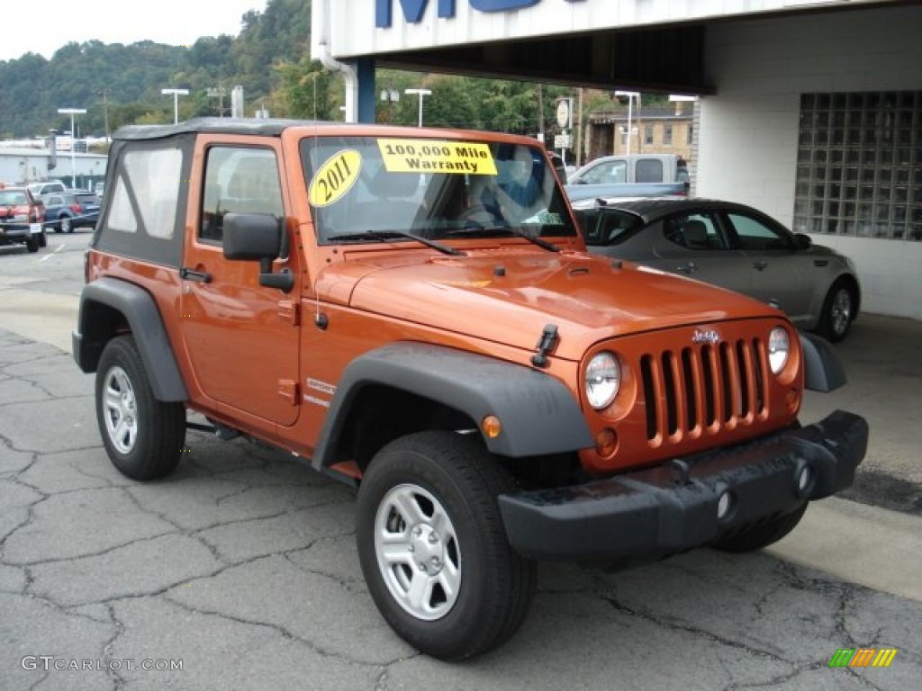 2011 Wrangler Sport 4x4 - Mango Tango Pearl / Black photo #2