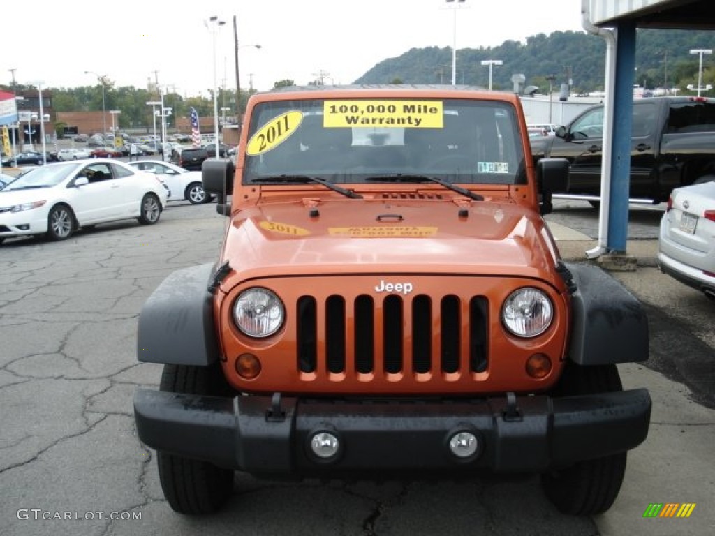 2011 Wrangler Sport 4x4 - Mango Tango Pearl / Black photo #3