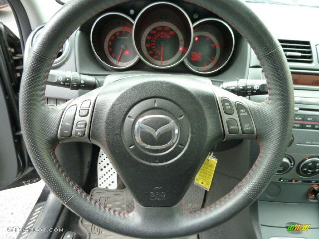 2008 Mazda MAZDA3 MAZDASPEED Grand Touring MAZDASPEED Gray/Black Steering Wheel Photo #54558630