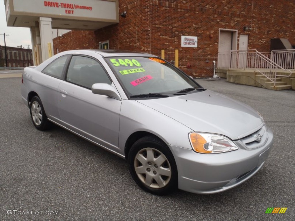 2002 Civic EX Coupe - Satin Silver Metallic / Black photo #3