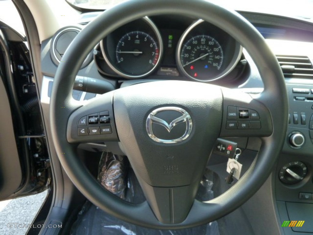 2012 Mazda MAZDA3 i Sport 4 Door Black Steering Wheel Photo #54558981