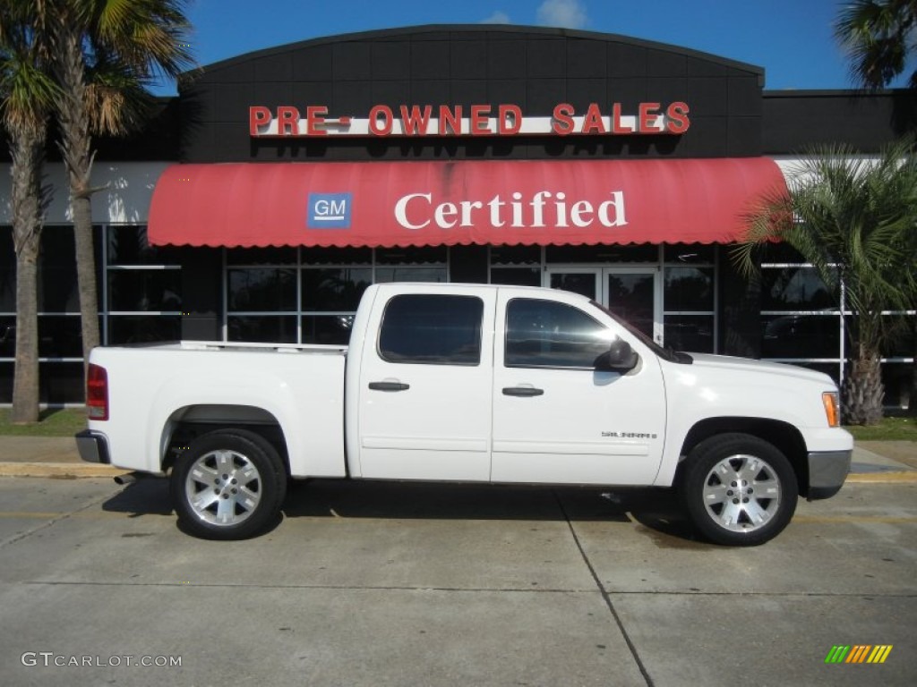 2007 Sierra 1500 SLE Crew Cab - Summit White / Dark Titanium photo #1