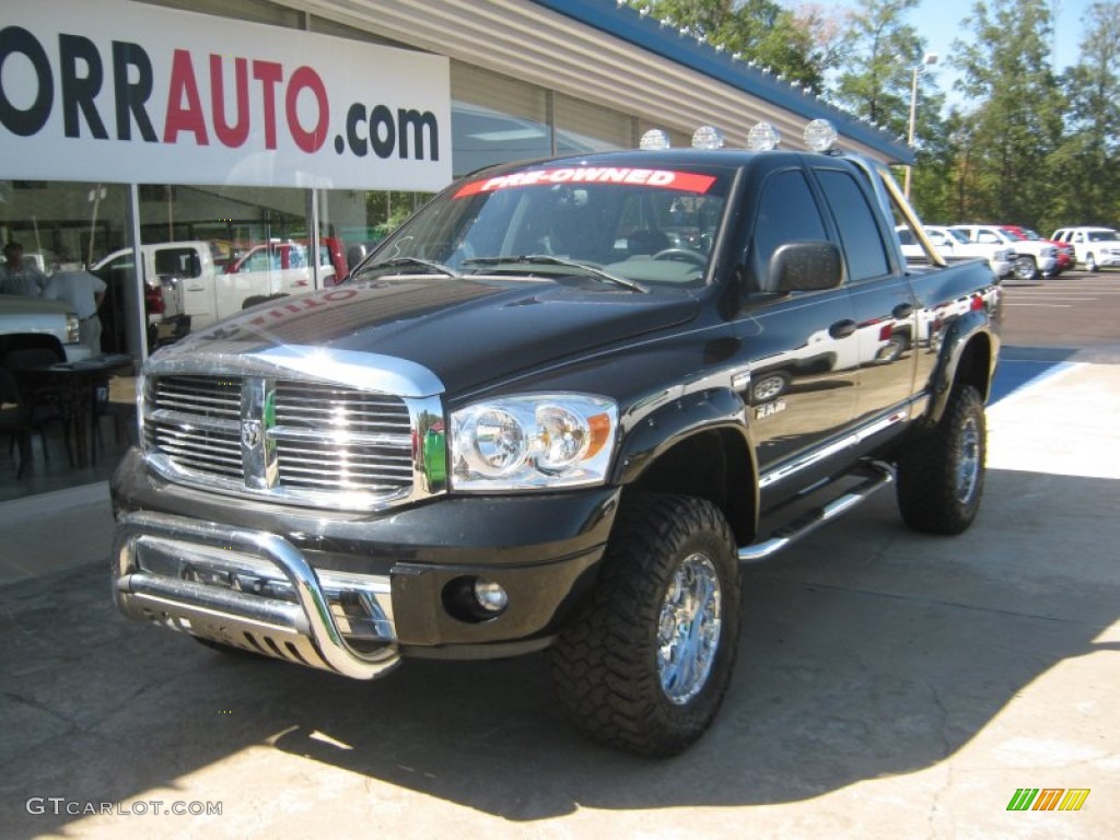 2008 Ram 1500 Laramie Quad Cab 4x4 - Brilliant Black Crystal Pearl / Medium Slate Gray photo #1