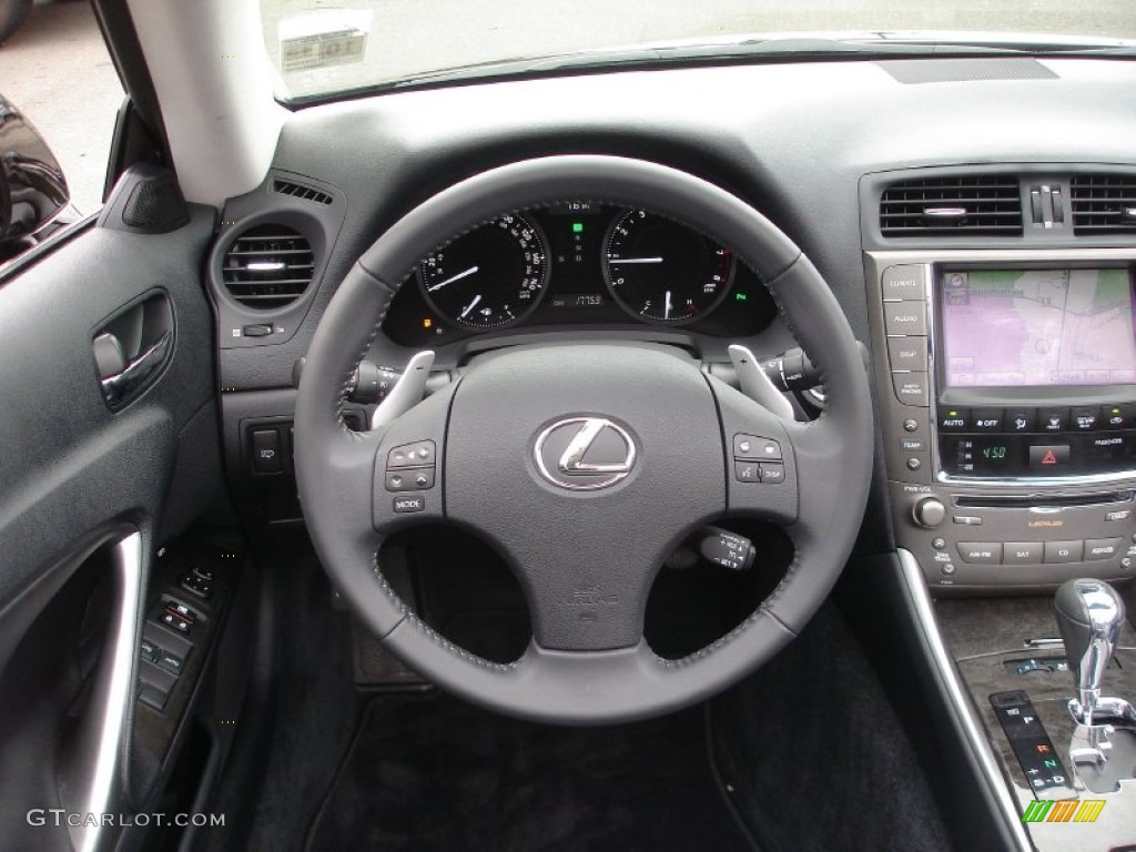 2010 Lexus IS 250C Convertible Black Steering Wheel Photo #54566625