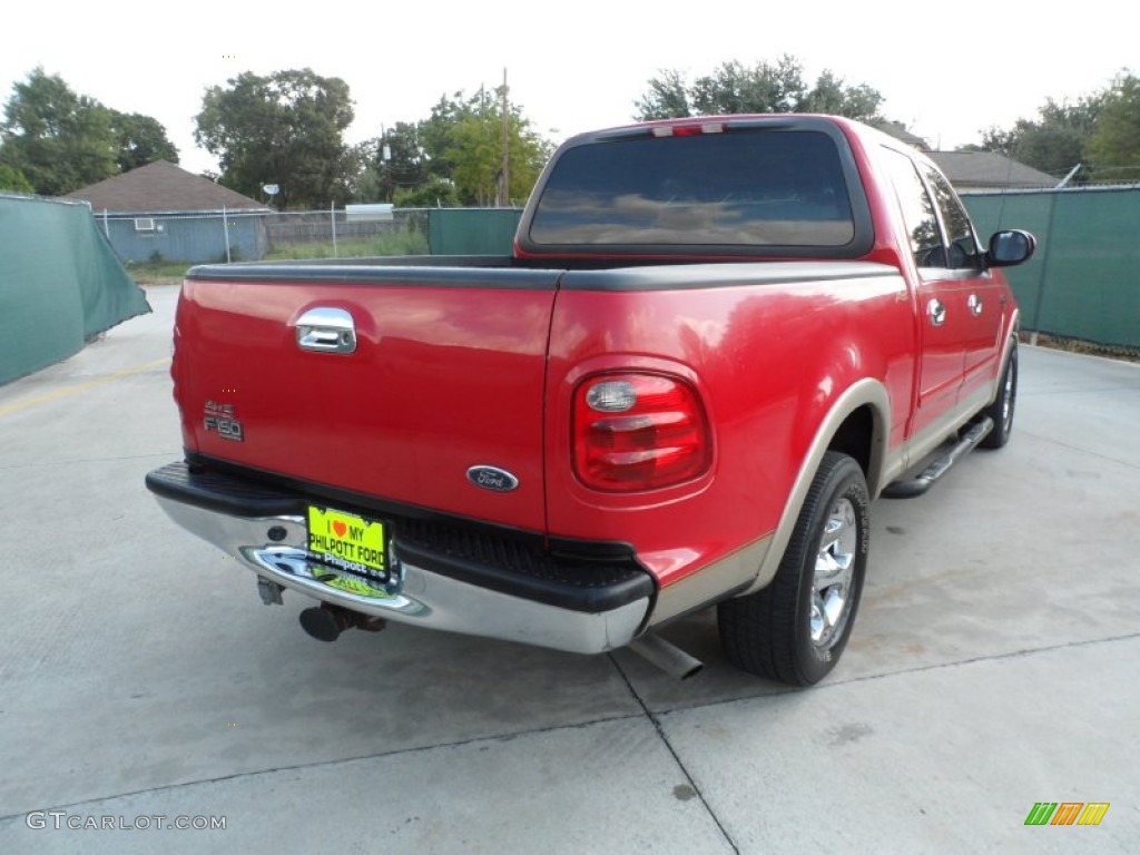 2001 F150 Lariat SuperCrew - Bright Red / Medium Parchment photo #3