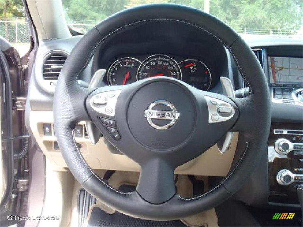 2012 Nissan Maxima 3.5 SV Cafe Latte Steering Wheel Photo #54571578
