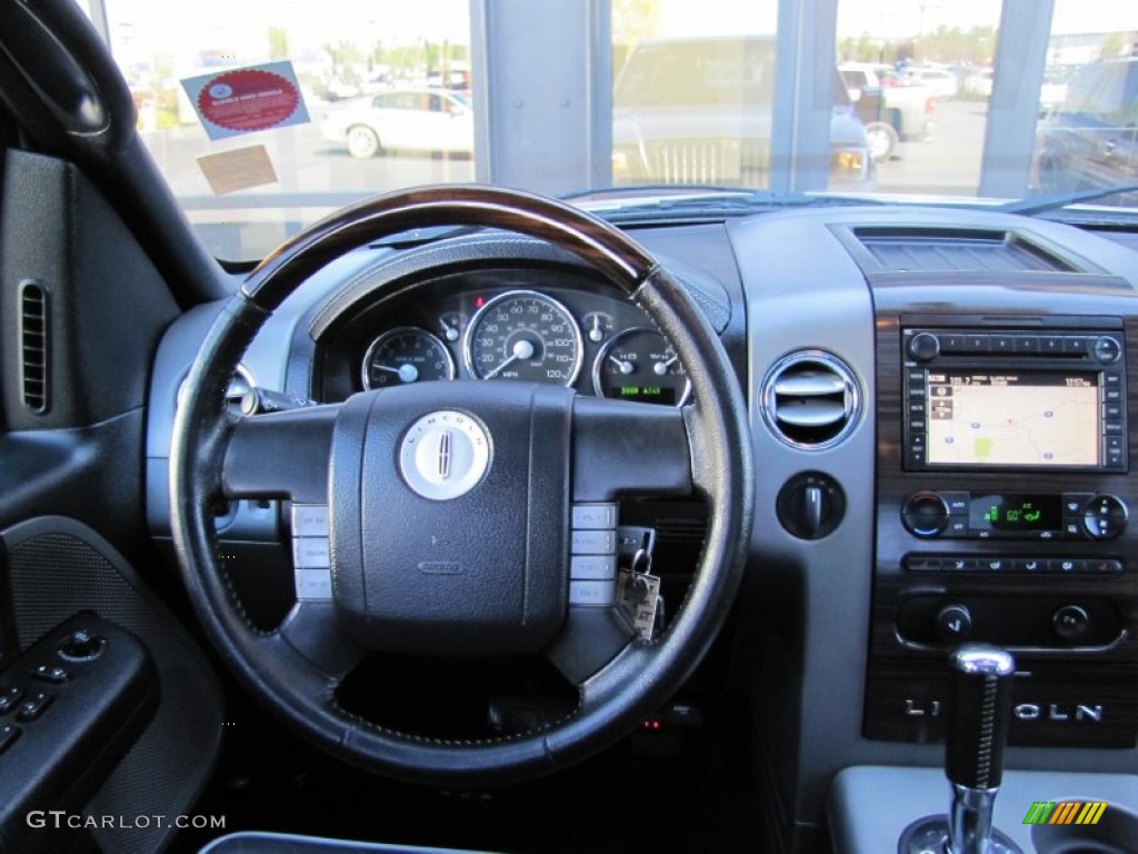 2007 Lincoln Mark LT SuperCrew 4x4 Ebony/Dove Grey Steering Wheel Photo #54572055