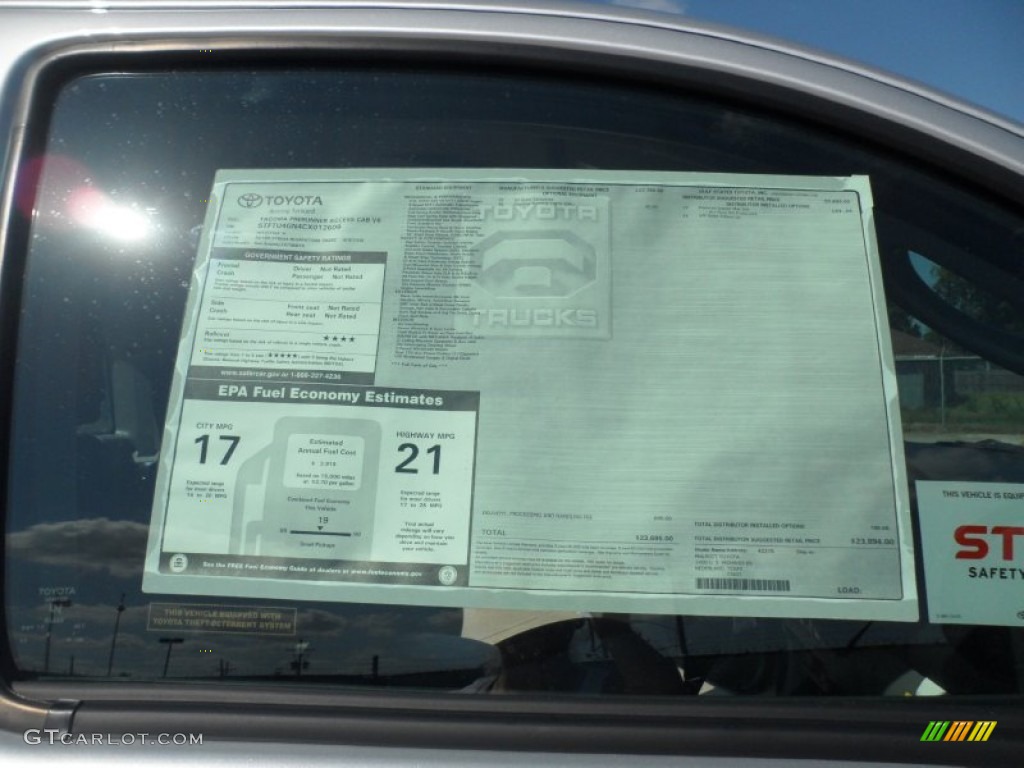 2012 Toyota Tacoma V6 Prerunner Access cab Window Sticker Photos