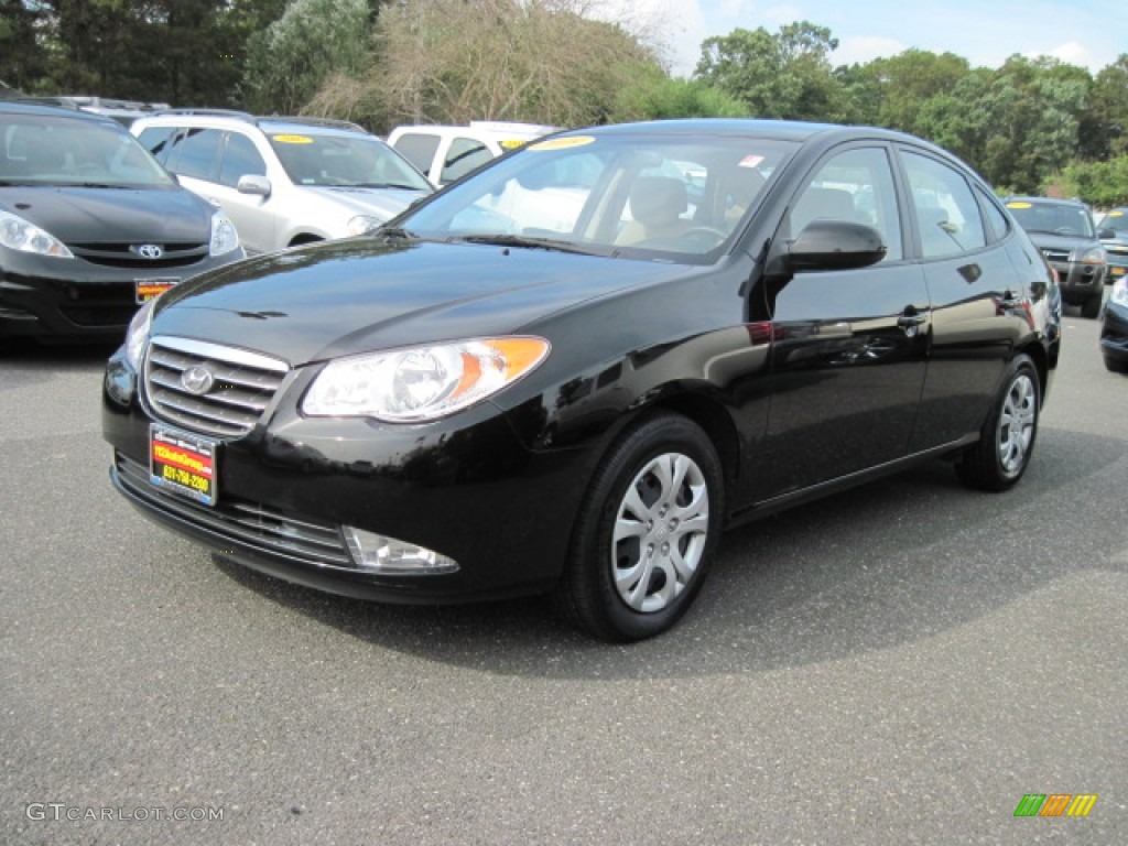 2009 Elantra GLS Sedan - Black Pearl / Beige photo #1