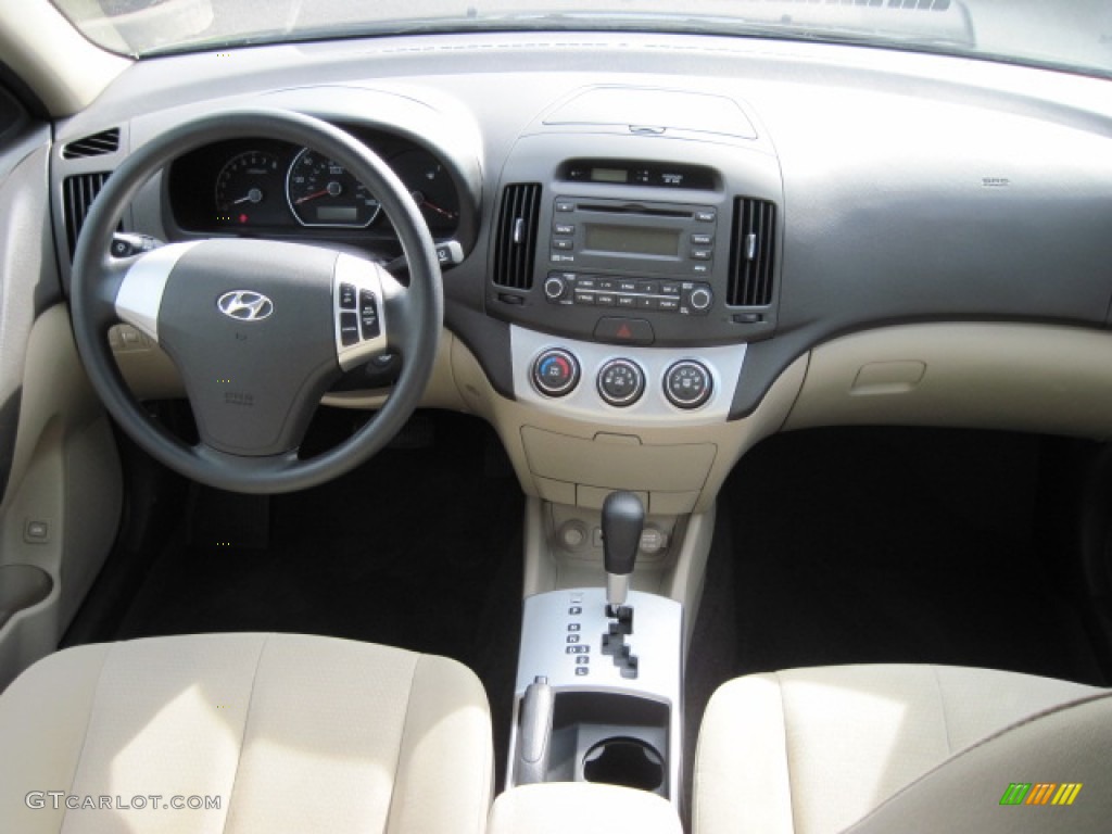 2009 Elantra GLS Sedan - Black Pearl / Beige photo #5