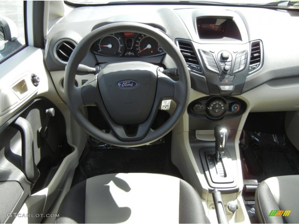 2012 Ford Fiesta S Sedan Light Stone/Charcoal Black Dashboard Photo #54580709
