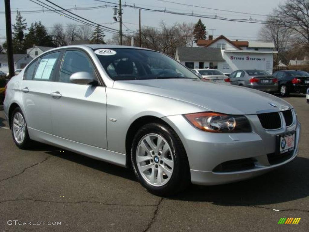 2007 3 Series 328xi Sedan - Titanium Silver Metallic / Black photo #2