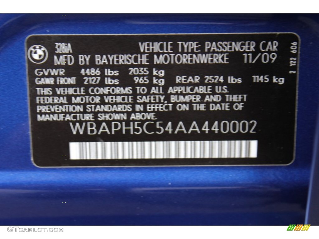 2010 BMW 3 Series 328i Sedan Info Tag Photo #54587174