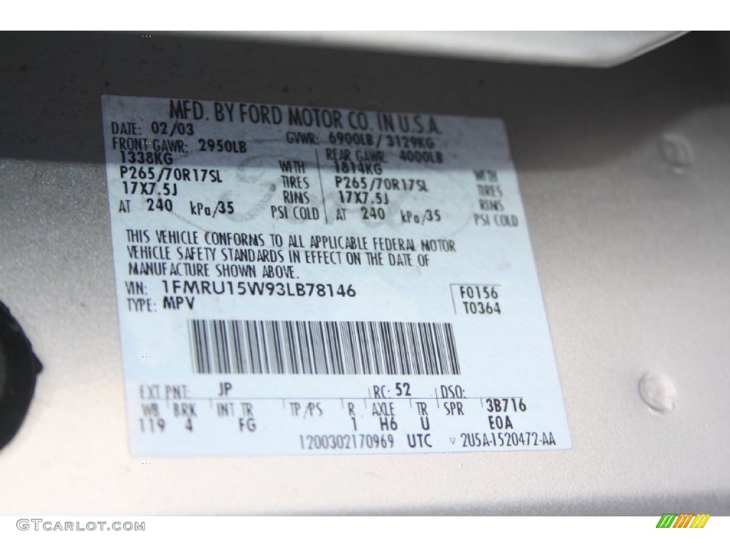 2003 Expedition XLT - Silver Birch Metallic / Flint Grey photo #15