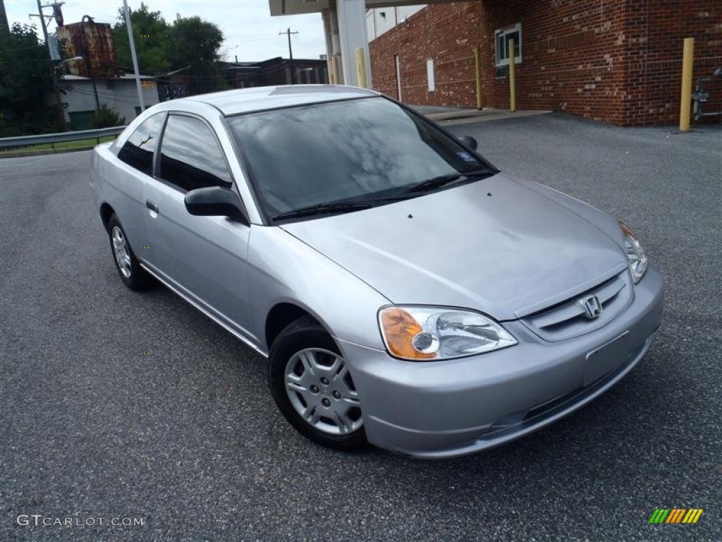 2001 Civic LX Coupe - Satin Silver Metallic / Black photo #2