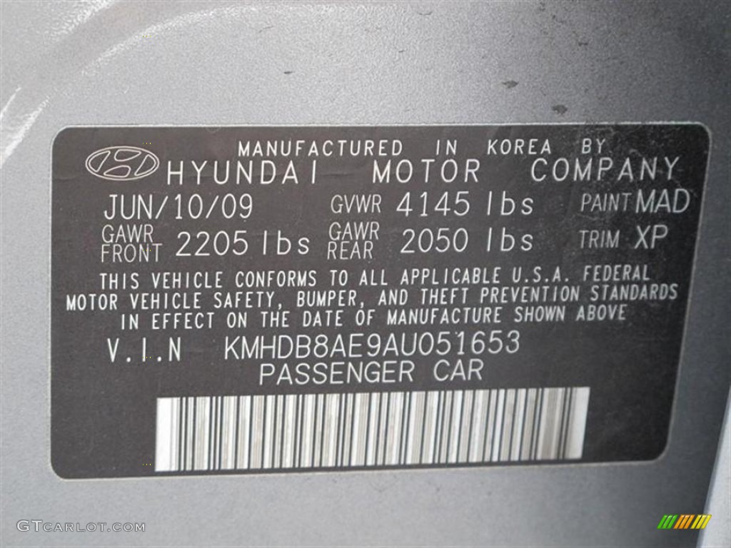 2010 Elantra Color Code MAD for Carbon Gray Mist Photo #54597437