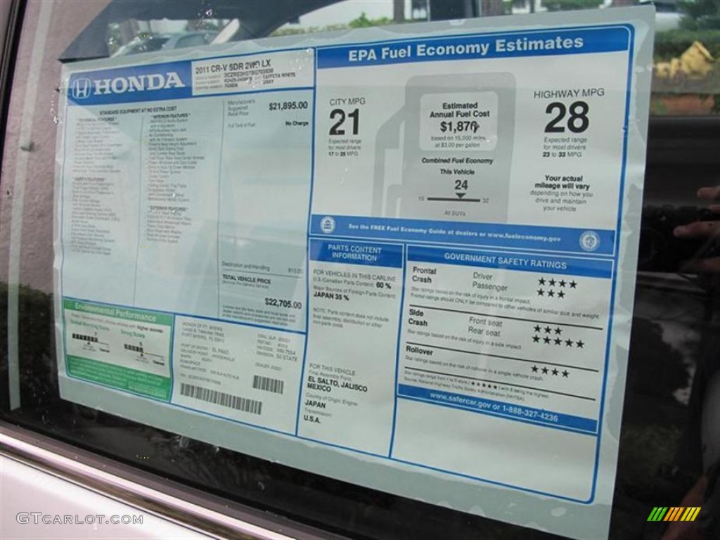 2011 Honda CR-V LX Window Sticker Photo #54600263