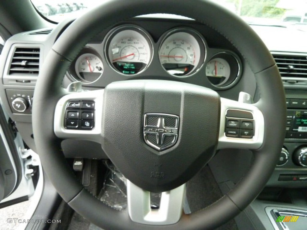 2012 Dodge Challenger R/T Dark Slate Gray Steering Wheel Photo #54600942