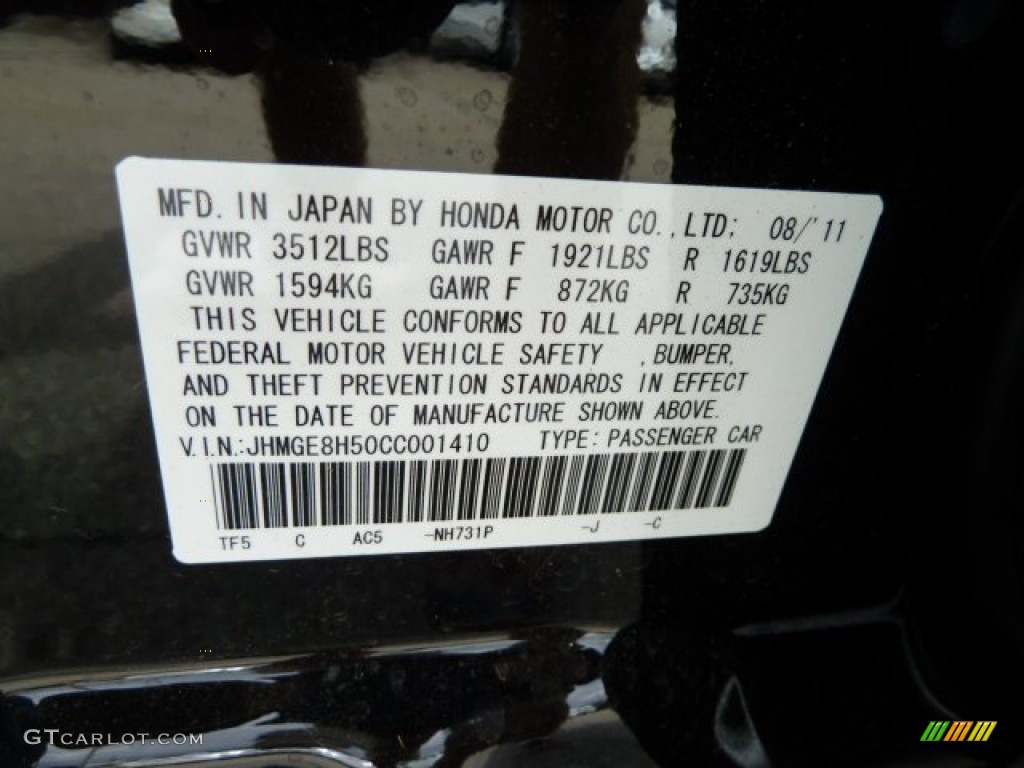 2012 Fit Color Code NH731P for Crystal Black Pearl Photo #54603614