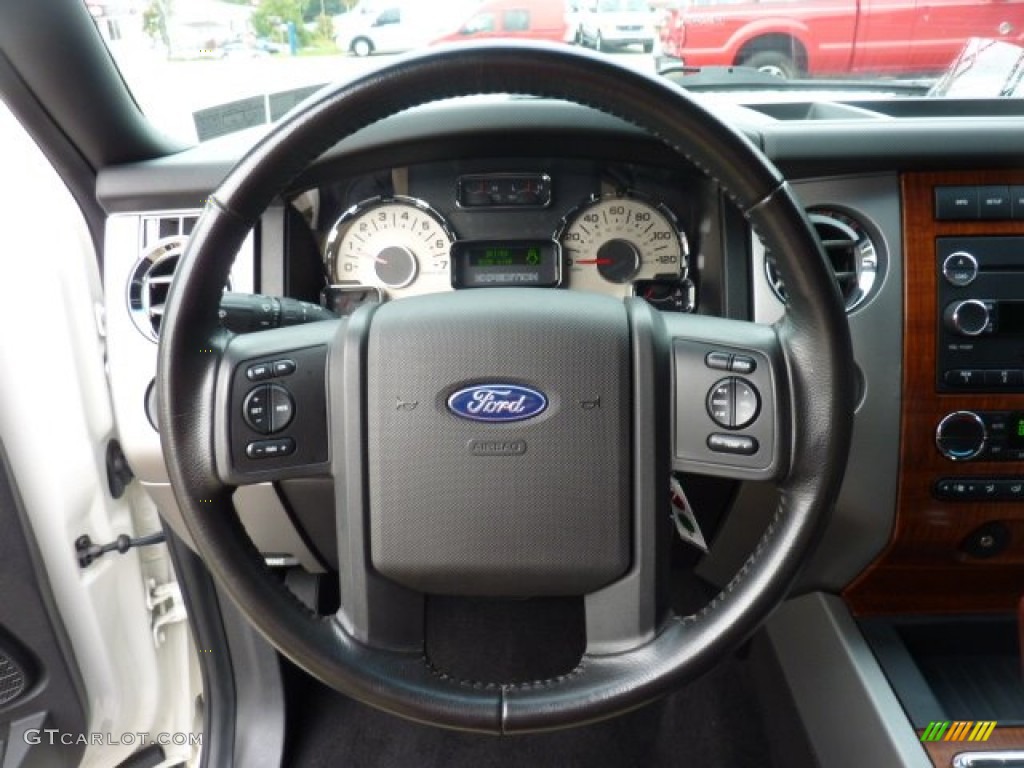 2008 Ford Expedition EL XLT 4x4 Charcoal Black/Camel Steering Wheel Photo #54606852