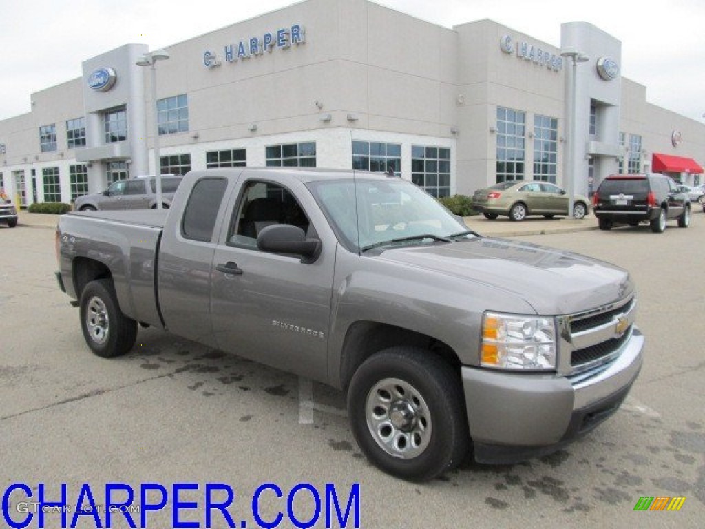 2008 Silverado 1500 LS Extended Cab 4x4 - Graystone Metallic / Dark Titanium photo #1