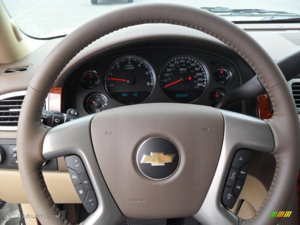 2012 Chevrolet Suburban LTZ 4x4 Light Cashmere/Dark Cashmere Steering Wheel Photo #54613105