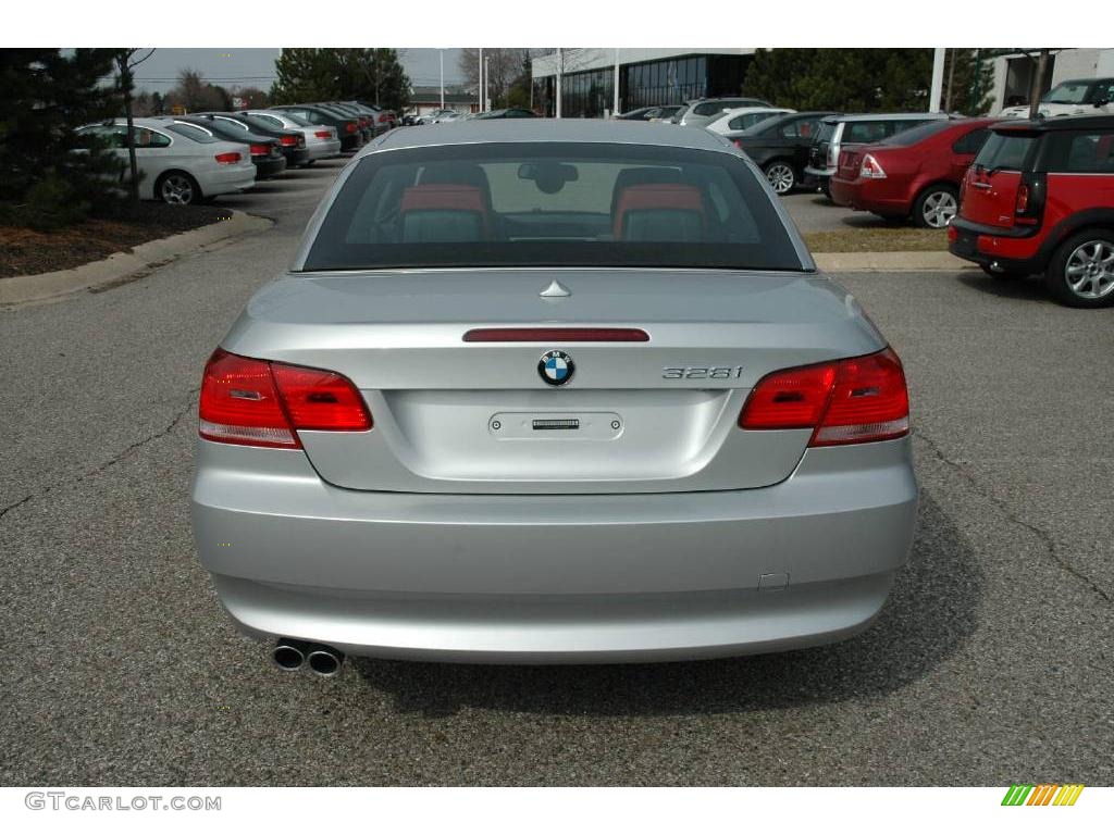 2009 3 Series 328i Convertible - Titanium Silver Metallic / Coral Red/Black Dakota Leather photo #4