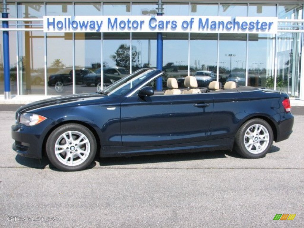 2008 1 Series 128i Convertible - Monaco Blue Metallic / Savanna Beige photo #2