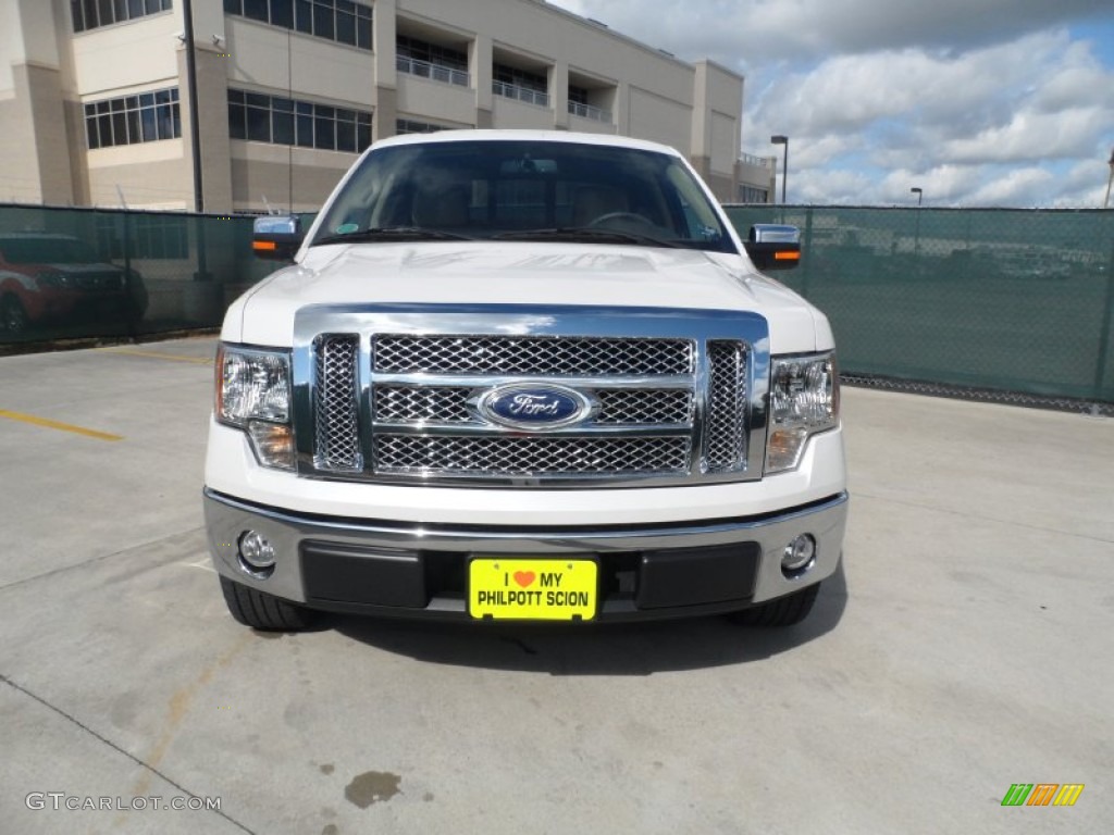 2010 F150 Lariat SuperCrew - White Platinum Metallic Tri Coat / Tan photo #8