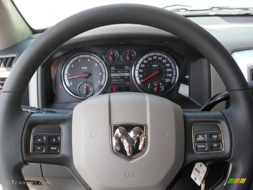 2012 Dodge Ram 1500 SLT Quad Cab Dark Slate Gray/Medium Graystone Steering Wheel Photo #54619746