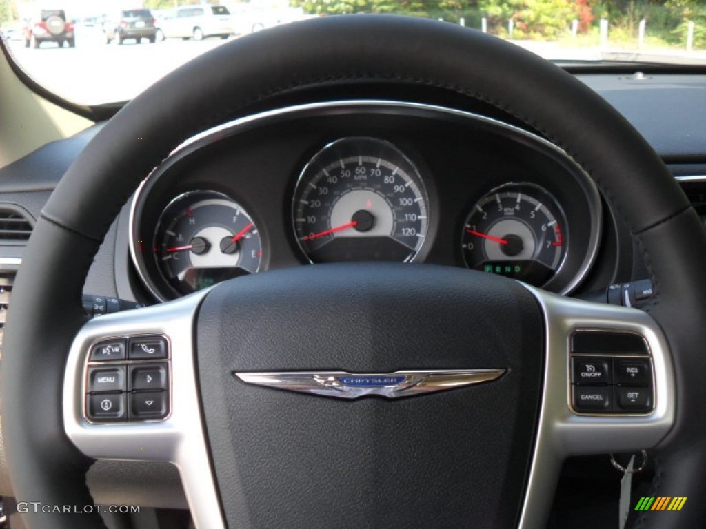 2012 Chrysler 200 Touring Sedan Black/Light Frost Steering Wheel Photo #54620182