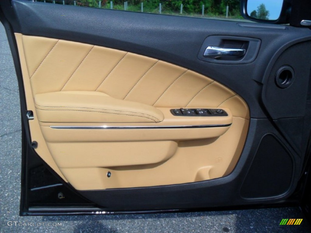 2012 Dodge Charger R/T Plus Tan/Black Door Panel Photo #54620583