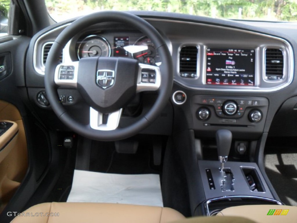 2012 Dodge Charger R/T Plus Tan/Black Dashboard Photo #54620664