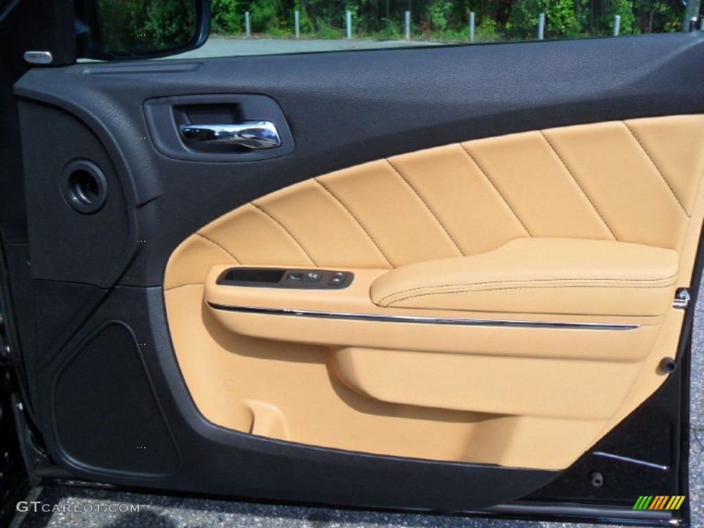 2012 Dodge Charger R/T Plus Tan/Black Door Panel Photo #54620727