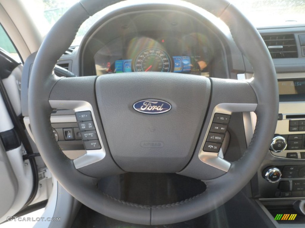 2012 Ford Fusion Hybrid Medium Light Stone Steering Wheel Photo #54622068