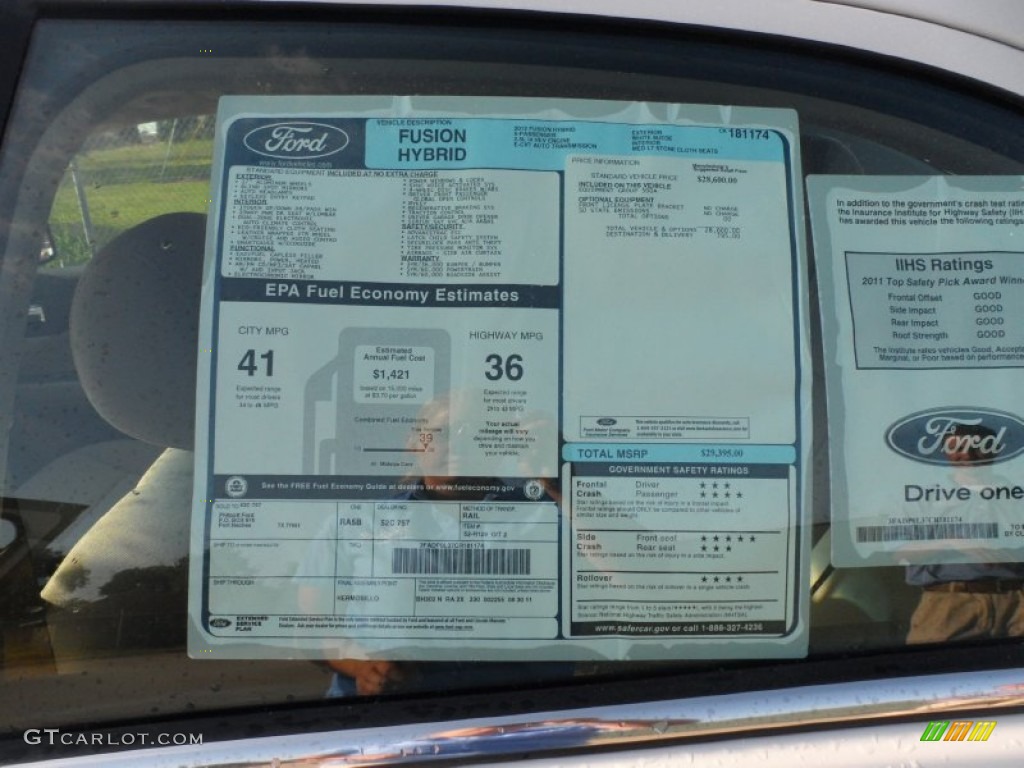 2012 Ford Fusion Hybrid Window Sticker Photo #54622104