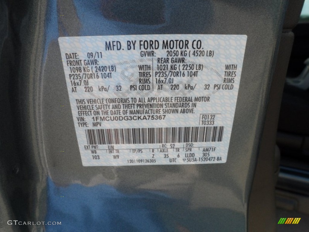 2012 Escape Color Code UN for Steel Blue Metallic Photo #54622435
