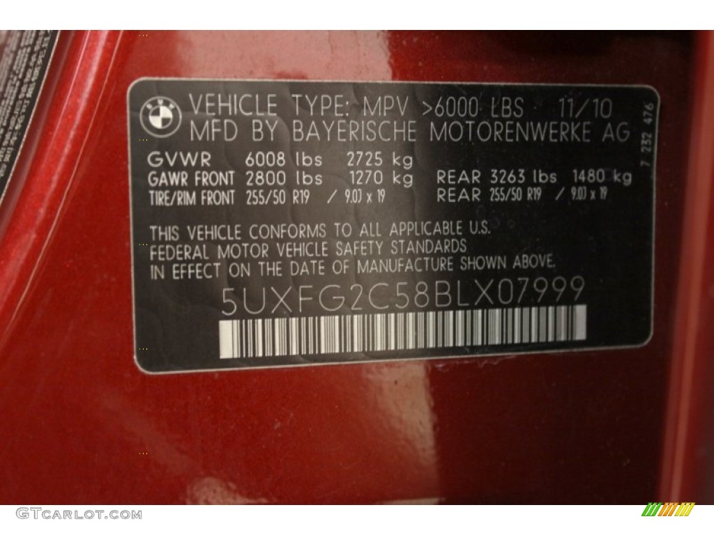 2011 BMW X6 xDrive35i Info Tag Photo #54623862