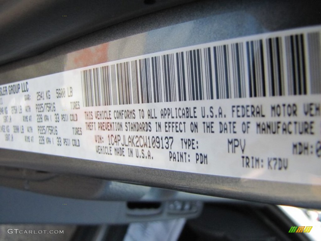 2012 Liberty Color Code PDM for Mineral Gray Metallic Photo #54628923