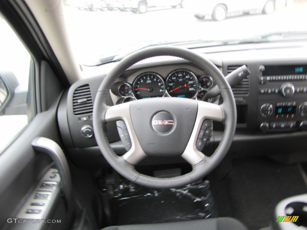 2012 GMC Sierra 1500 SLE Crew Cab Ebony Steering Wheel Photo #54631686
