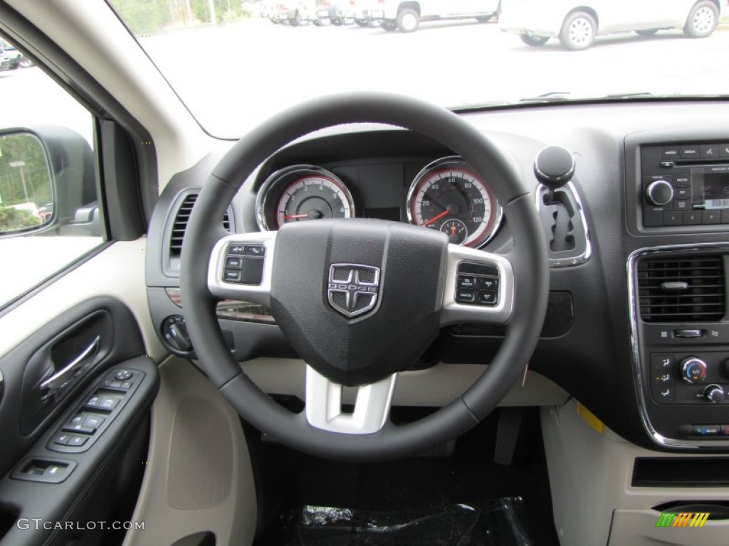 2012 Dodge Grand Caravan SXT Black/Light Graystone Steering Wheel Photo #54632394