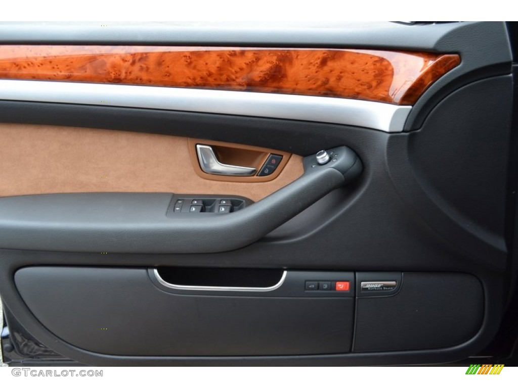 2009 Audi A8 L 4.2 quattro Amaretto/Black Valcona Leather Door Panel Photo #54636663