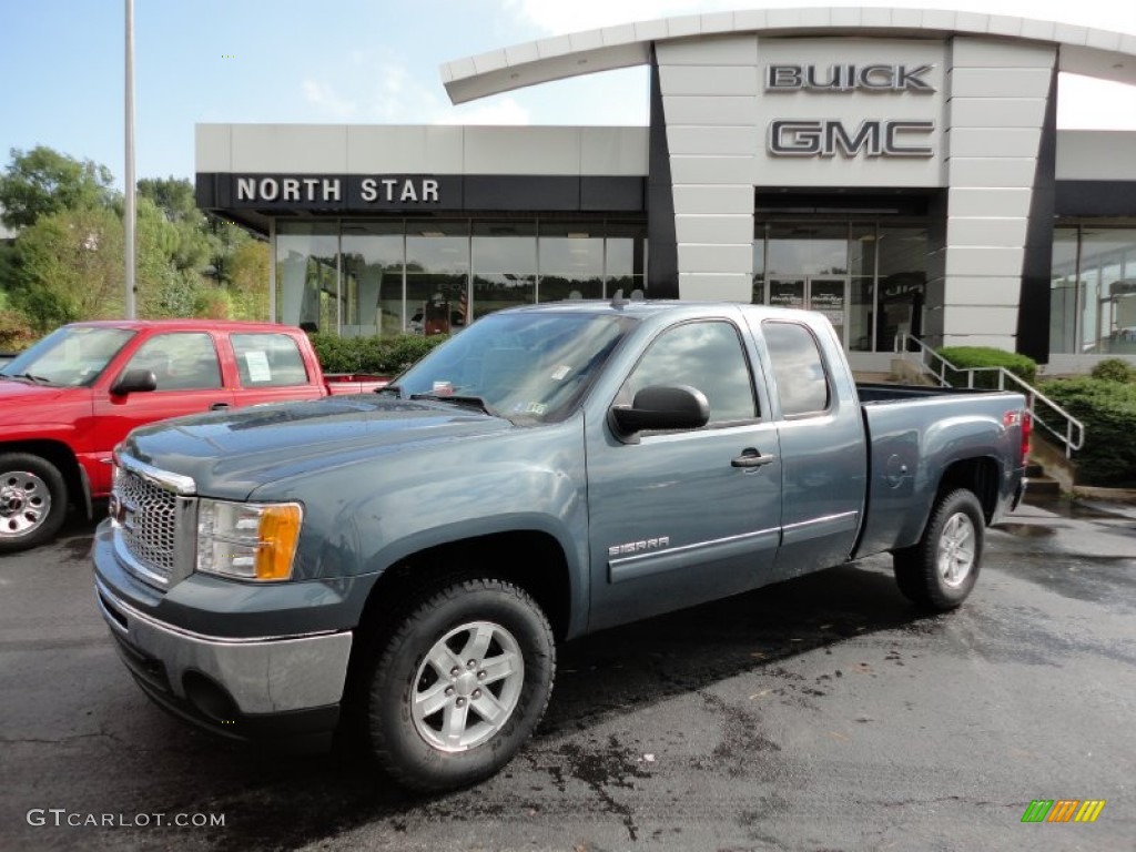 2012 Sierra 1500 SLE Extended Cab 4x4 - Stealth Gray Metallic / Ebony photo #1