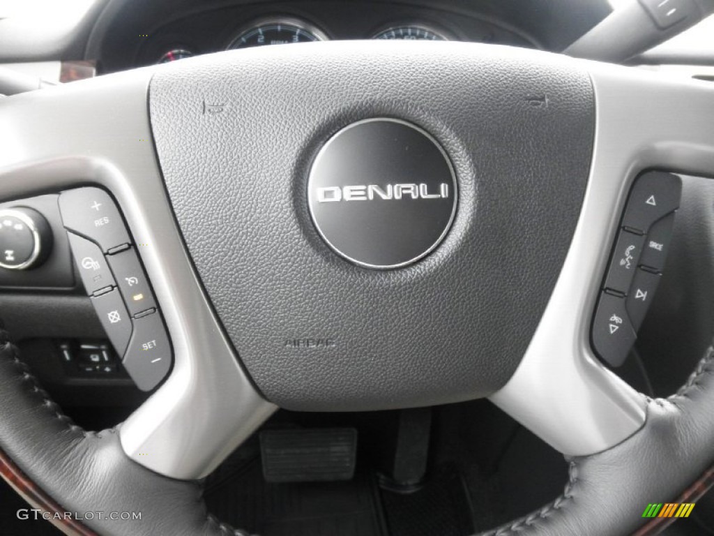 2012 GMC Sierra 3500HD Denali Crew Cab 4x4 Dually Ebony Steering Wheel Photo #54640053
