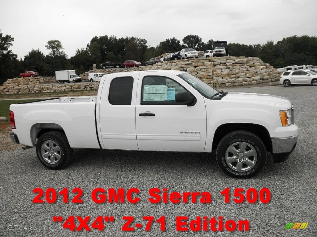 2012 Sierra 1500 SLE Extended Cab 4x4 - Summit White / Ebony photo #1