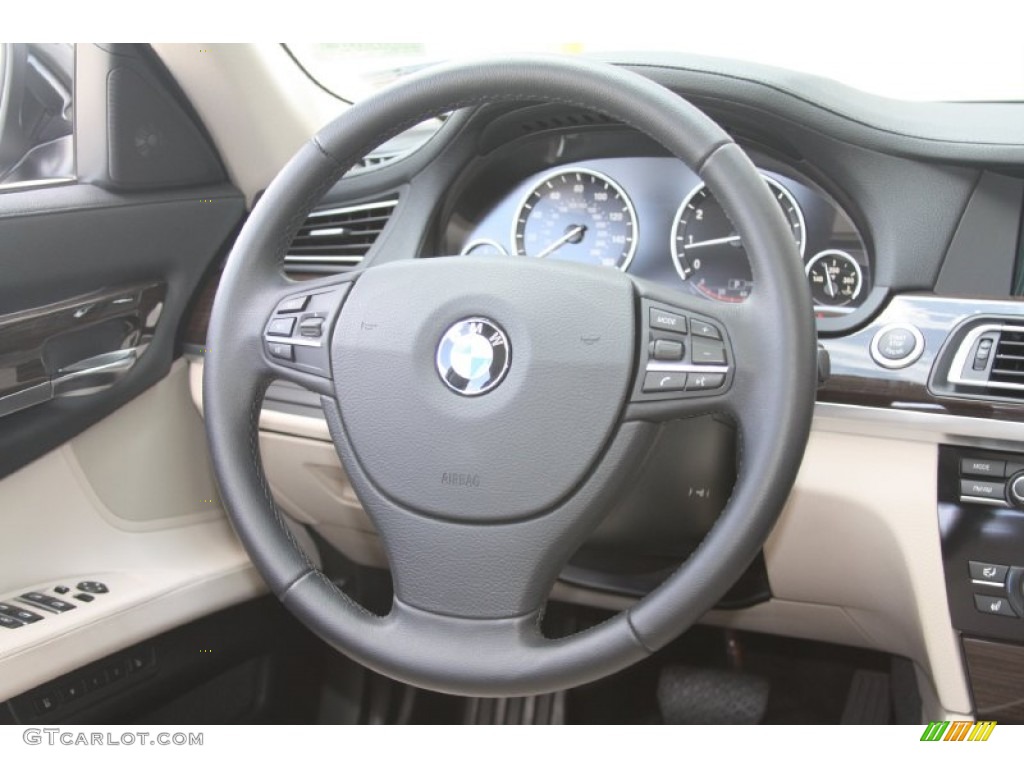 2011 BMW 7 Series 750i Sedan Oyster/Black Steering Wheel Photo #54641847