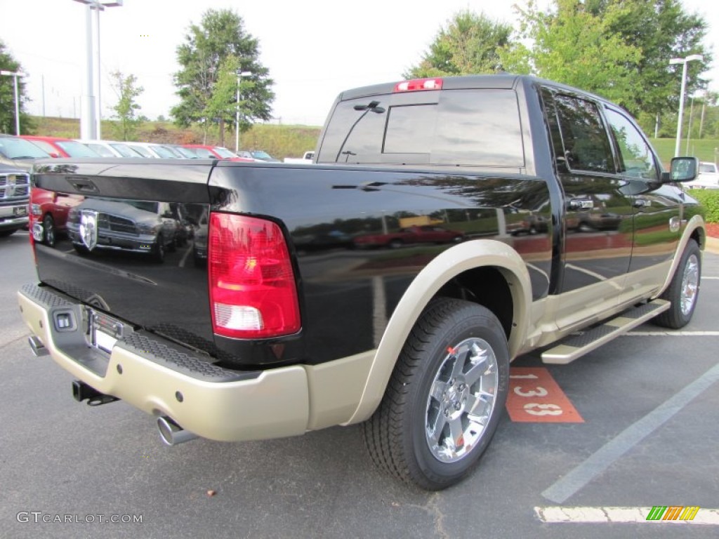 2012 Ram 1500 Laramie Longhorn Crew Cab - Black / Light Pebble Beige/Bark Brown photo #3